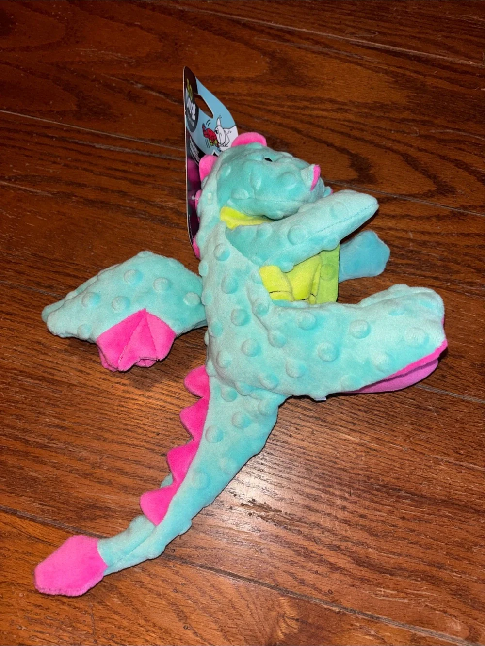 Go Dog! Plush Sea Dragon Toy - Aqua with Pink Accents